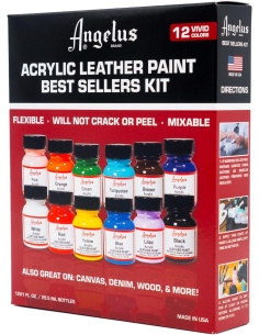 Set Pintura Para Cuero Angelus Best Seller Kit 12 Colores