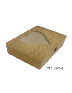 Lote 2 Cajas Madera Corazones