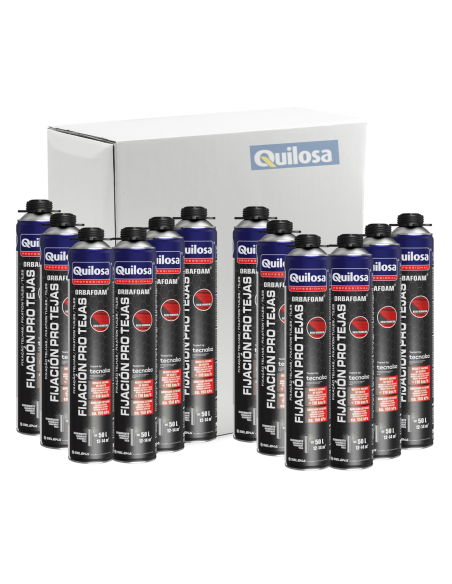 Caja 12 Uds. Espuma Tejas Pistola Orbafoam Rojo Teja 650 Ml