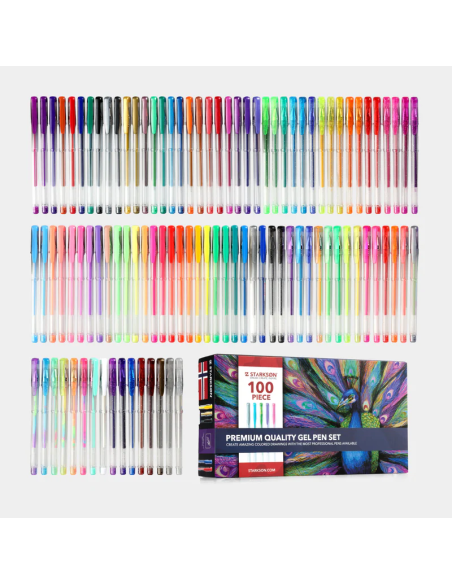 SET 100 Bolígrafos de Gel y Purpurina Starkson