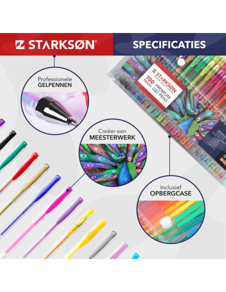 SET 100 Bolígrafos de Gel y Purpurina Starkson