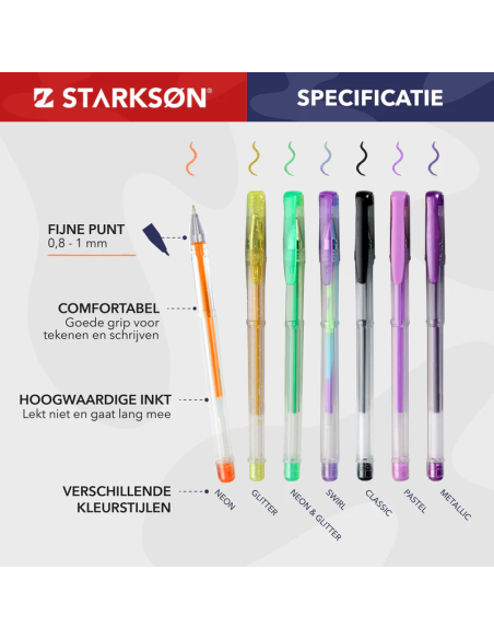 SET 100 Bolígrafos de Gel y Purpurina Starkson