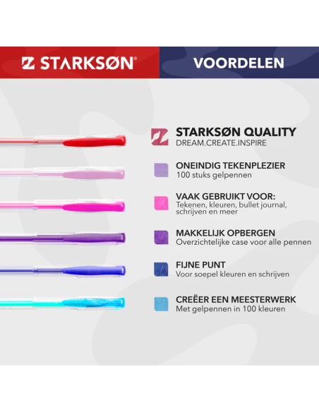 SET 100 Bolígrafos de Gel y Purpurina Starkson