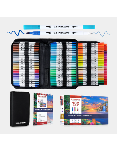 SET 102 Piezas con Rotuladores de Colores al Agua Doble Punta Starkson