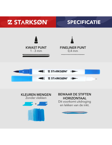 SET 102 Piezas con Rotuladores de Colores al Agua Doble Punta Starkson