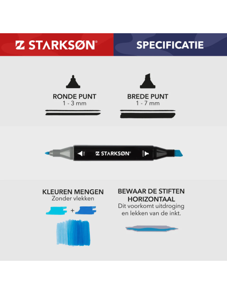 SET 122 Rotuladores de Colores Base Alcohol Doble Punta Starkson