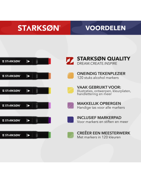 SET 122 Rotuladores de Colores Base Alcohol Doble Punta Starkson