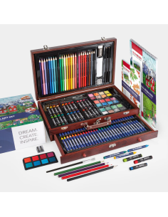 Estuche de Madera Completo con 141 Piezas para Dibujo...