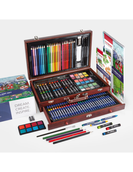 Estuche de Madera Completo con 141 Piezas para Dibujo Starkson