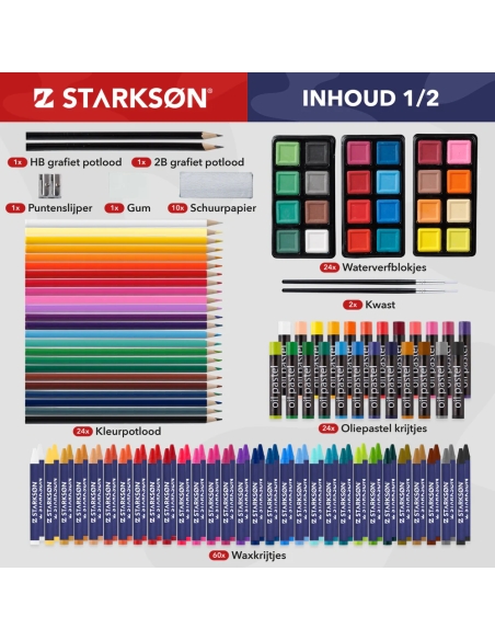 Estuche de Madera Completo con 141 Piezas para Dibujo Starkson