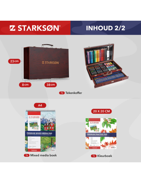 Estuche de Madera Completo con 141 Piezas para Dibujo Starkson