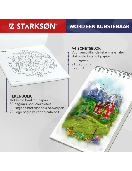 Estuche de Madera Completo con 141 Piezas para Dibujo Starkson