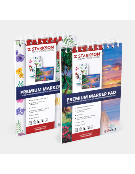 Set 2 Cuadernos para Rotuladores, Pintura y Lázpices  A5 Starkson