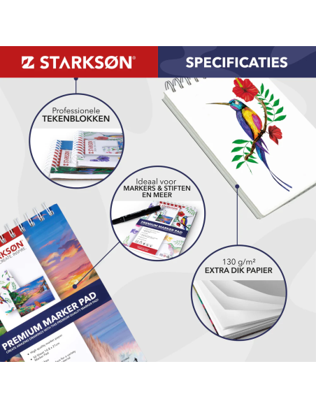 Set 2 Cuadernos para Rotuladores, Pintura y Lázpices  A5 Starkson