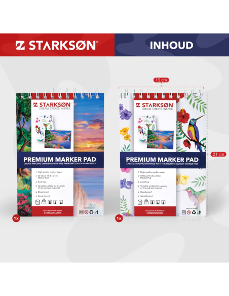 Set 2 Cuadernos para Rotuladores, Pintura y Lázpices  A5 Starkson