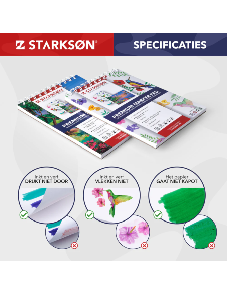 Set 2 Cuadernos para Rotuladores, Pintura y Lázpices  A5 Starkson