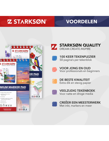 Set 2 Cuadernos para Rotuladores, Pintura y Lázpices  A5 Starkson