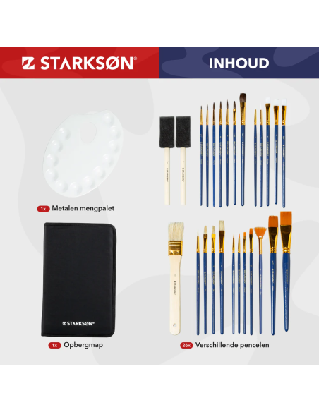 Estuche con 28 Pinceles y Brochas Starkson