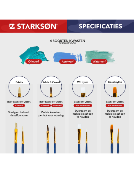 Estuche con 28 Pinceles y Brochas Starkson