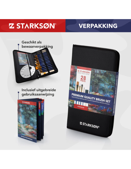 Estuche con 28 Pinceles y Brochas Starkson