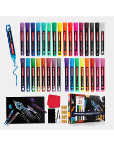 SET 36 Piezas con 32 Rotuladores de Tiza para Pizarra y...