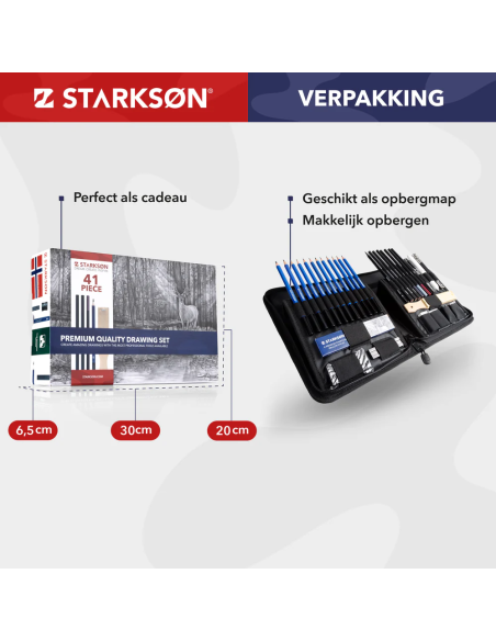 SET 41 Piezas de Lápices de Dibujo con Carboncillo y Grafito Starkson
