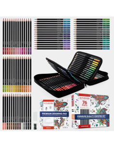 SET 76 Piezas con 72 Lápices de Colores y Accesorios...