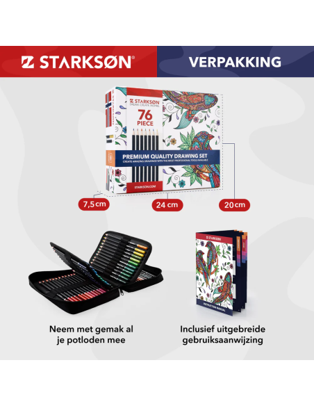 SET 76 Piezas con 72 Lápices de Colores y Accesorios Starkson