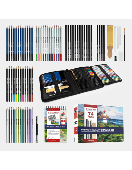 SET 74 Piezas Lápices Todo en Uno Dibujo Starkson