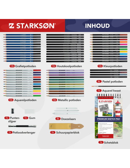 SET 74 Piezas Lápices Todo en Uno Dibujo Starkson