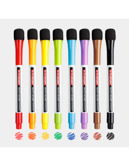 SET 8 Rotuladores Pizarra Blanca con Borrador Starkson