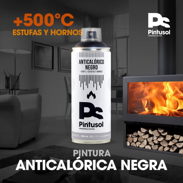 Spray Pintura Negro Anticalórico 500 ºC Pintusol 400 Ml