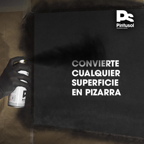 Spray Pintura Efecto Pizarra Negro Mate Pintusol 400 Ml