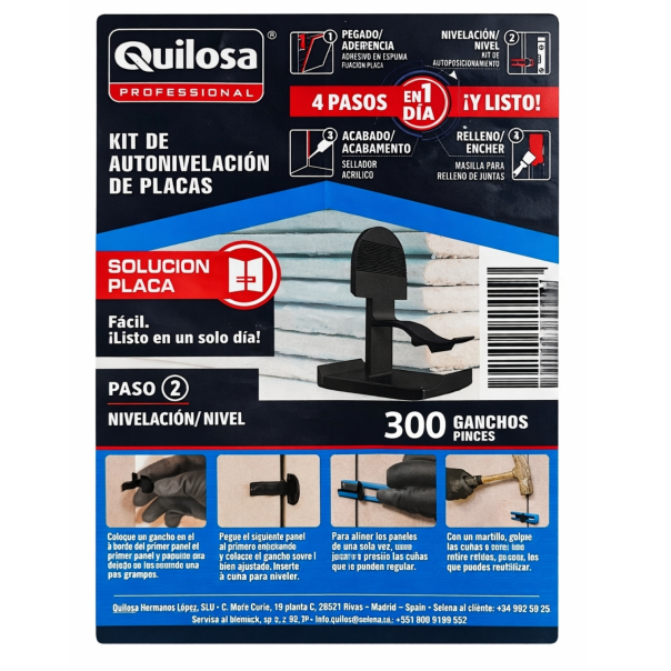 Kit Auto Nivelación Placas De Pladur 300 Ganchos Quilosa