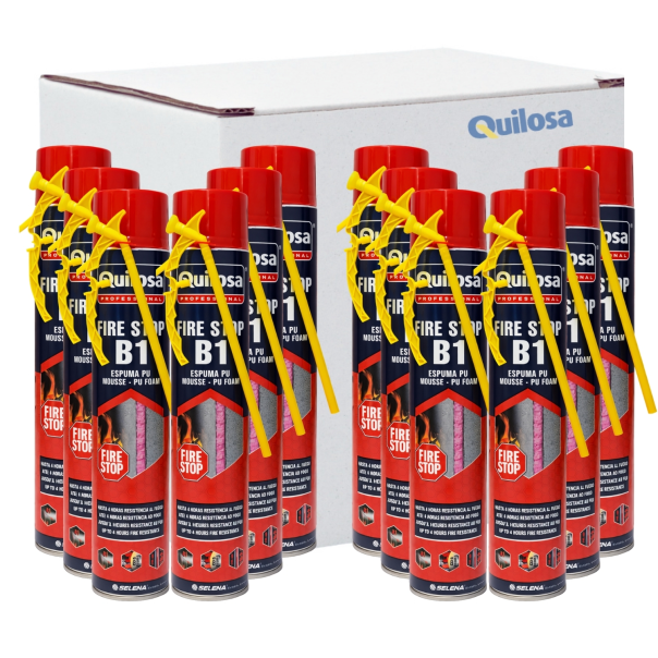 Caja 12 uds Espuma PU Contra Incendios Orbafoam Fire Stop B1 Manual 750 Ml