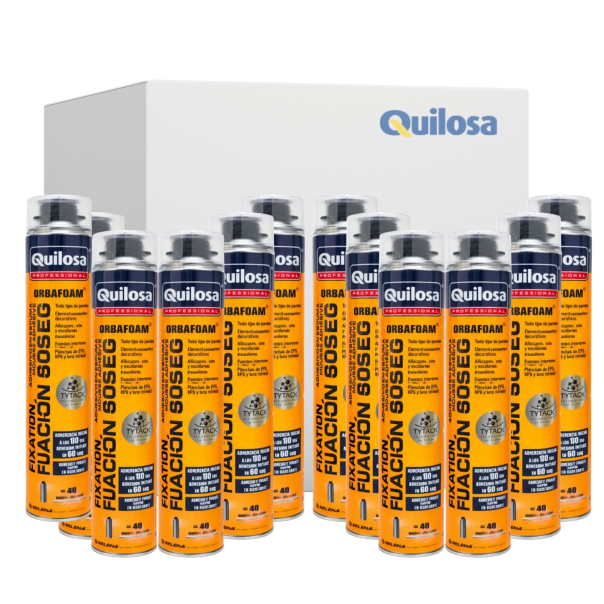 Caja 12 Uds. Espuma Fijación 60 Segundos Pistola Quilosa 750 Ml