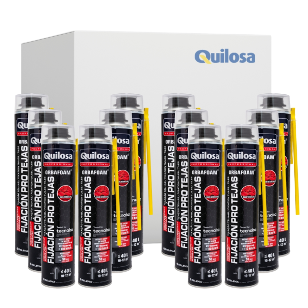 Caja 12 Uds. Espuma Tejas Manual Orbafoam Rojo Teja Quilosa 750 Ml