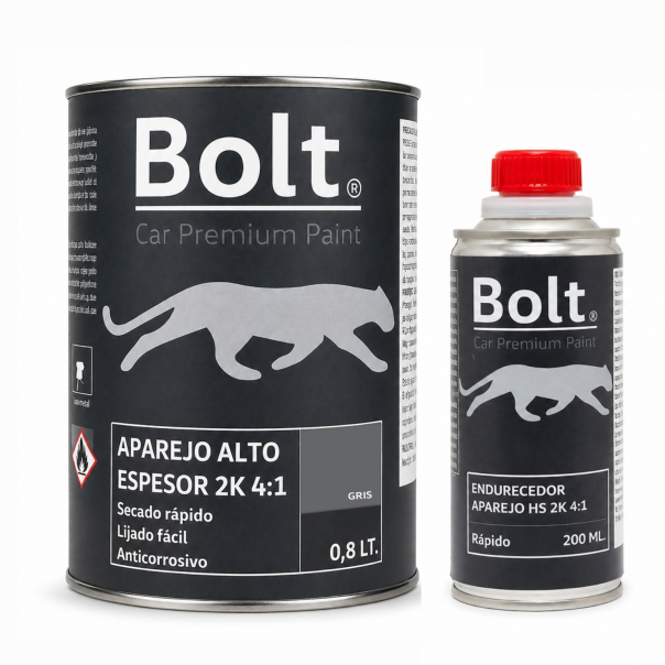 Kit Aparejo Alto Espesor Hs Rapid Gris 2K 4:1 Bolt 0,8 + 0,2 Lt