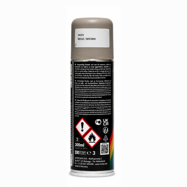 Spray Pintura De Cuero y Vinilo Beige Marrón Motip 200 Ml