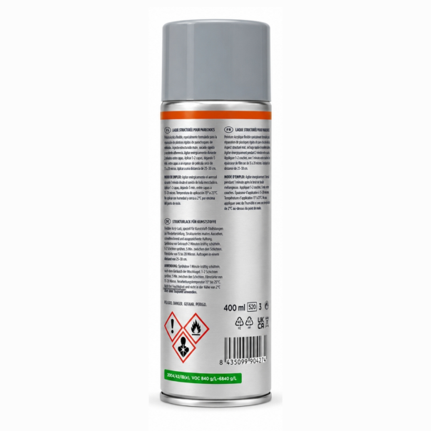 Spray Pintura Texturizada Para Plásticos Gris Oscuro Urkiplast 400 Ml