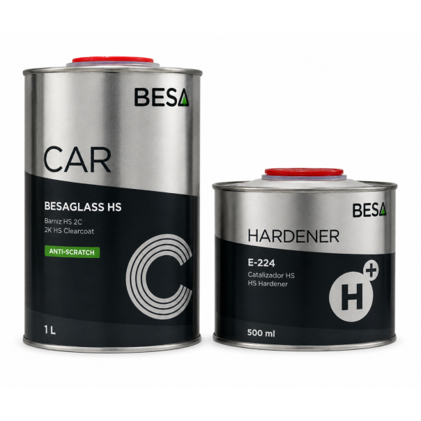 Kit Barniz Hs 2:1 Anti-Scratch 2K Besaglass + Catalizador E-224 1,5 Lt