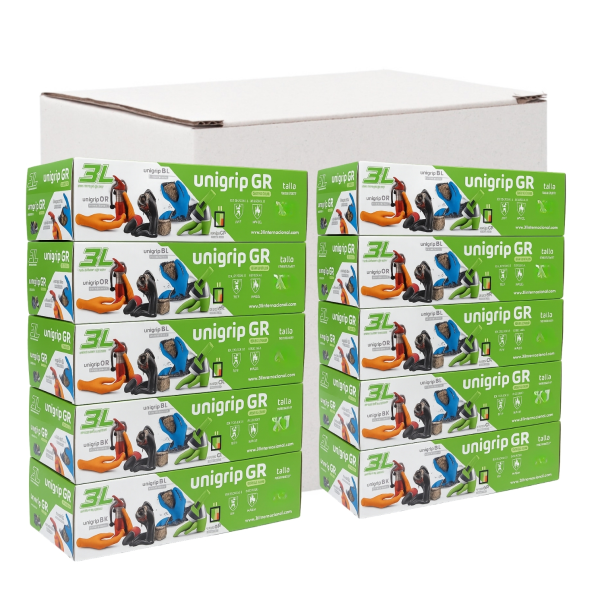 Pack 10 Cajas Guantes De Nitrilo Texturizado Unigrip GR 50 Uds. Talla S