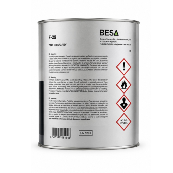 Imprimación Fosfato de Zinc 1K Besa F-29 Gris 7040 1,4 Kg